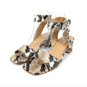 NWOT La Canadienne Womens Shoes Snakeskin Ankle Strap Block Heel Sandals Size 7